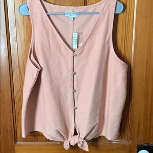 Madewell textured dusty rose tie bottom tank top